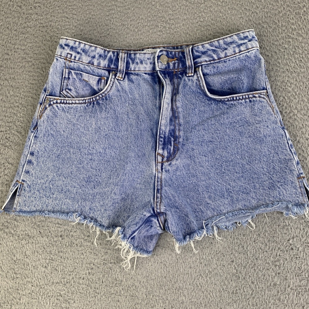 Zara Cut Off Denim Shorts Women's 6 Factory Cut Blue Hippie Bohemian Comfort